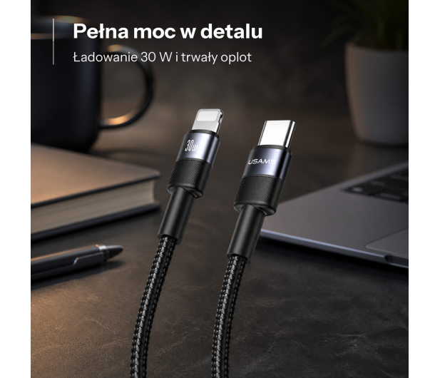 USAMS Kabel USB-C na Lightning 30W 1,2m czarny - 1569129 - zdjęcie 2